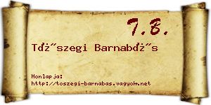 Tószegi Barnabás névjegykártya