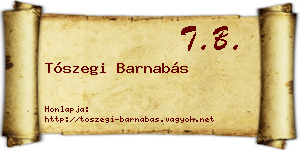 Tószegi Barnabás névjegykártya